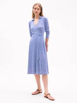 Cobblestone Print Wrap Shirtdress