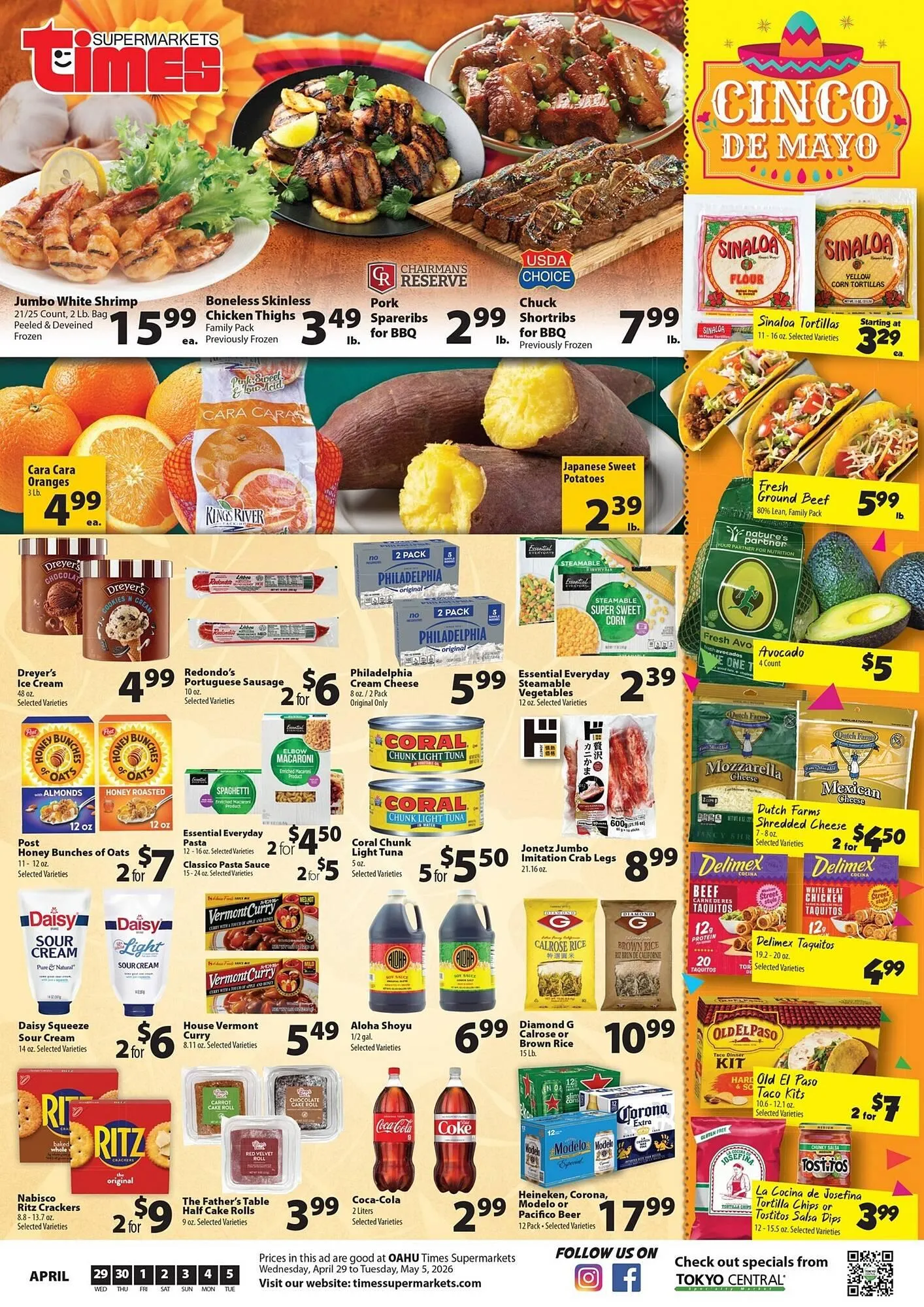 Weekly promotion Times Supermarkets weekly ad spanning from April 29 to May 5 2026 - Page 1 for Catalogue 365
