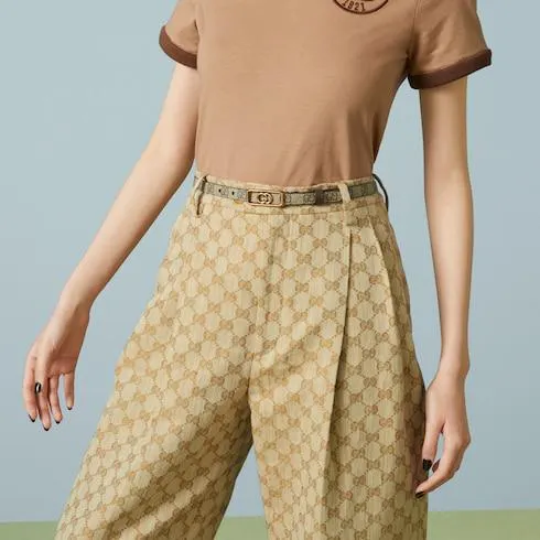 Thin belt with Interlocking G buckle