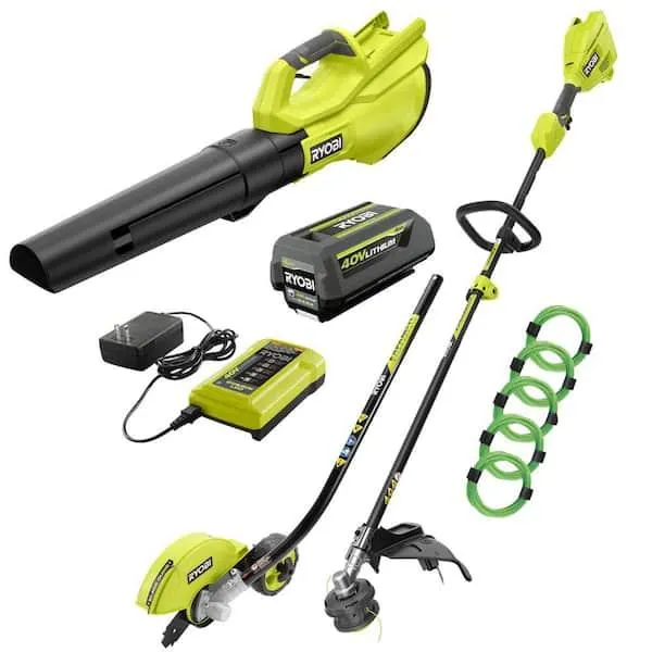40V Cordless Attachment Capable String Trimmer, 550 CFM Blower, Edger &. 080 Pre-Cut Line w/ 4.0 Ah Battery & Charger