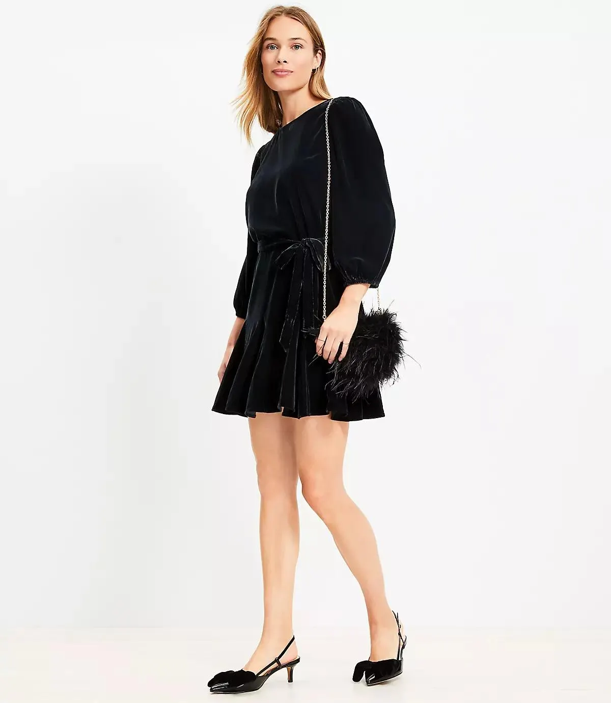 Velvet Godet Mini Dress