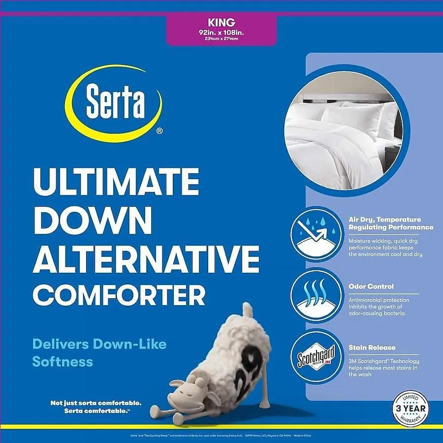 Serta Serta Ultimate Down Alternative Comforter White Geometric King Comforter