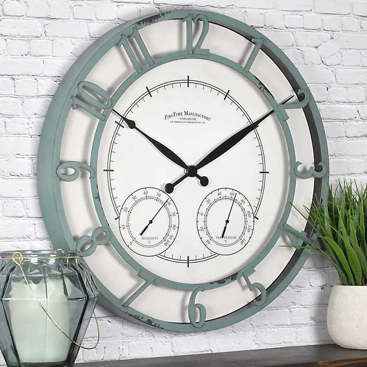 Laguna Teal Outdoor Wall Clock