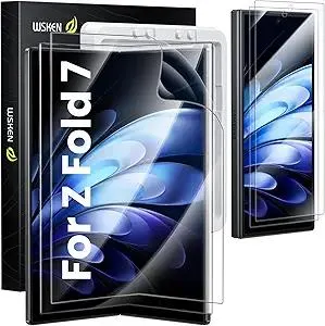 WSKEN for Samsung Galaxy Z Fold 7 Screen Protector - [Auto Align Frame] 2 Pack Inside TPU Film + 2 Pack Front 9H Tempered Glass, Zero Bubbles Easily Install No Creases for Z Fold 7 Accessories