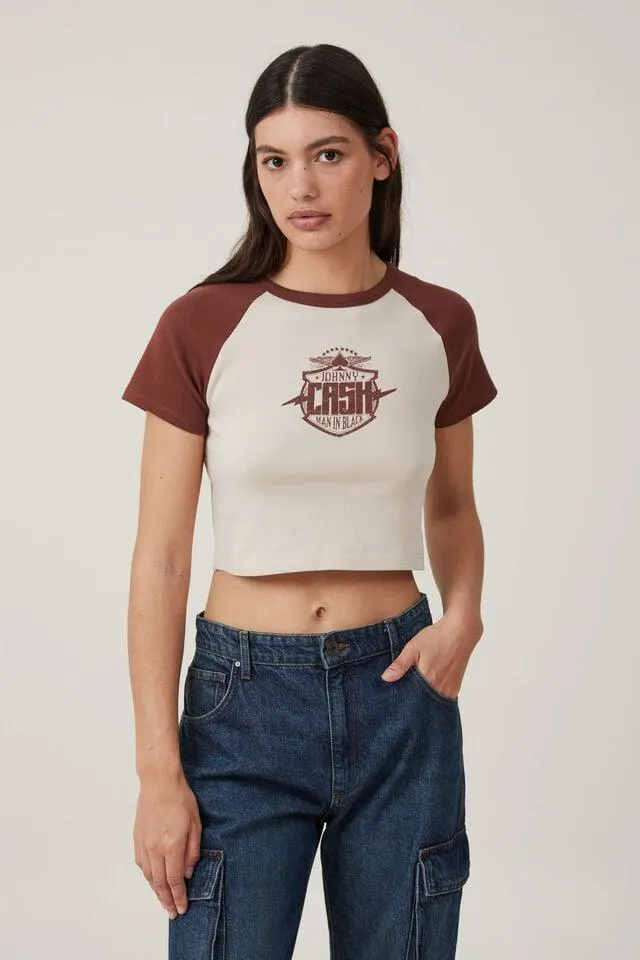 Crop Fit Raglan Lcn Graphic Tee