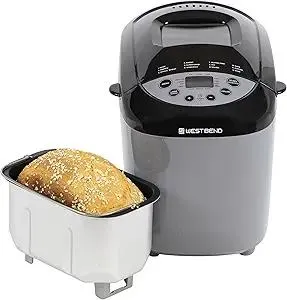 West Bend Hi-Rise Bread Maker Machine Programmable 12 Programs Including Gluten Free & 3 Loaf Sizes and Crust Colors with Traditionally-Shaped Horizontal Bread Pan with Dual Knead Blades, 3-Lb, Gray