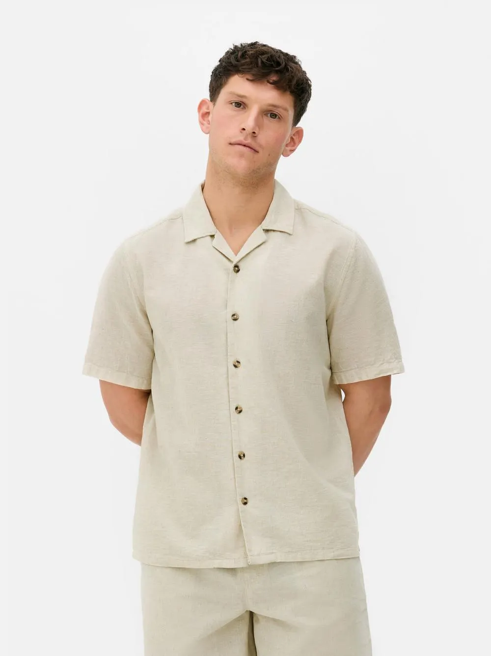 Camiseta de manga corta de lino combinable