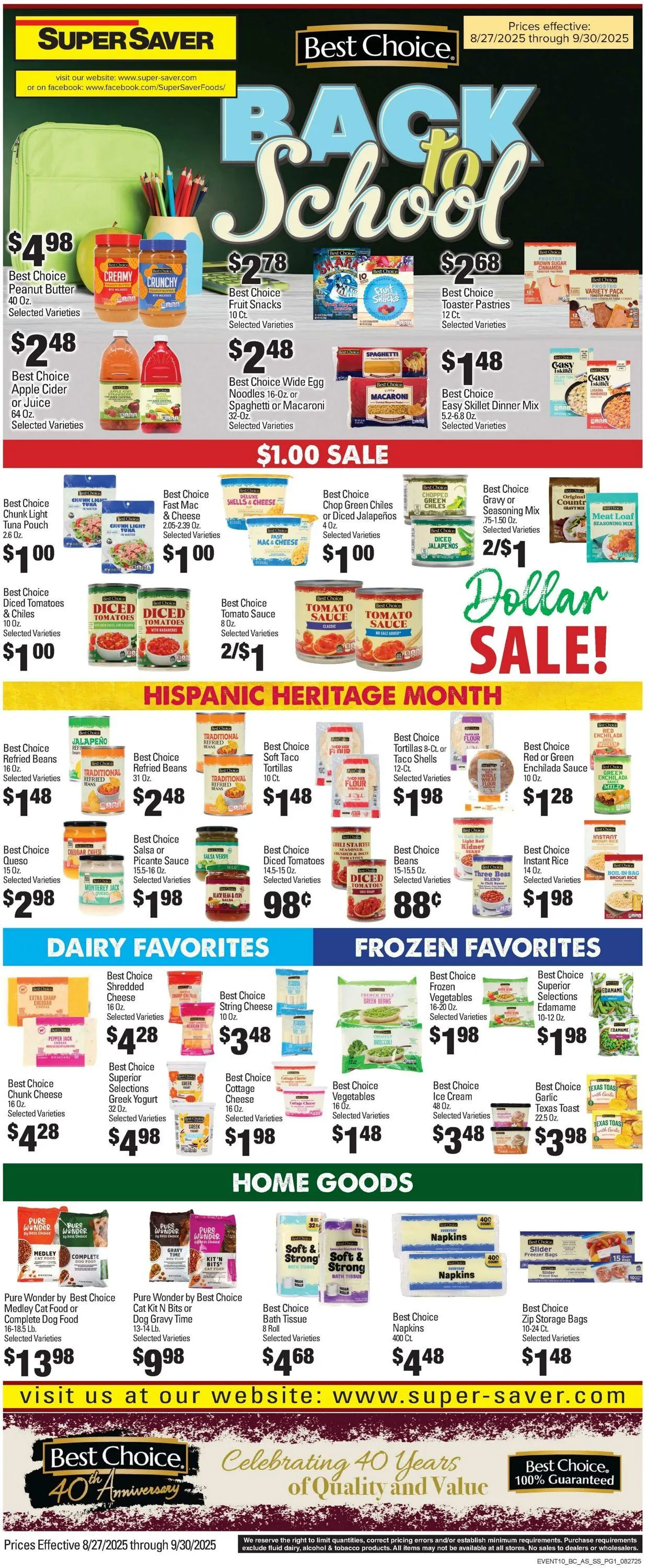 Weekly ad Super Saver from August 27 to September 30 2025 - Page 1