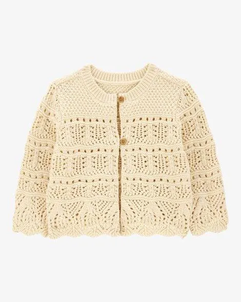Baby Pointelle Cardigan - Cream
