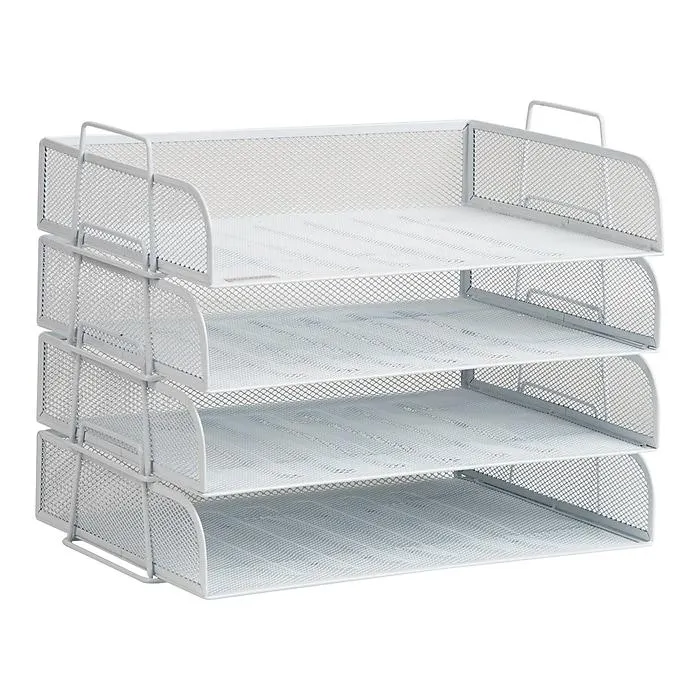 Mind Reader 4-Tier Stackable Paper Desk Tray Organizer,