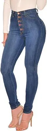 AMRSPENG Women's High Waisted Jeans for Women Ripped Stretch Skinny Butt Lifting Jeans Distressed Jeans Pants
