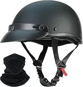 Motorcycle Half Helmet,Half Shell Helmet,Shell Hawk Style Helmets Compact Lightweight Open Face,Matte Black,DOT/FMVSS 218 Approved
