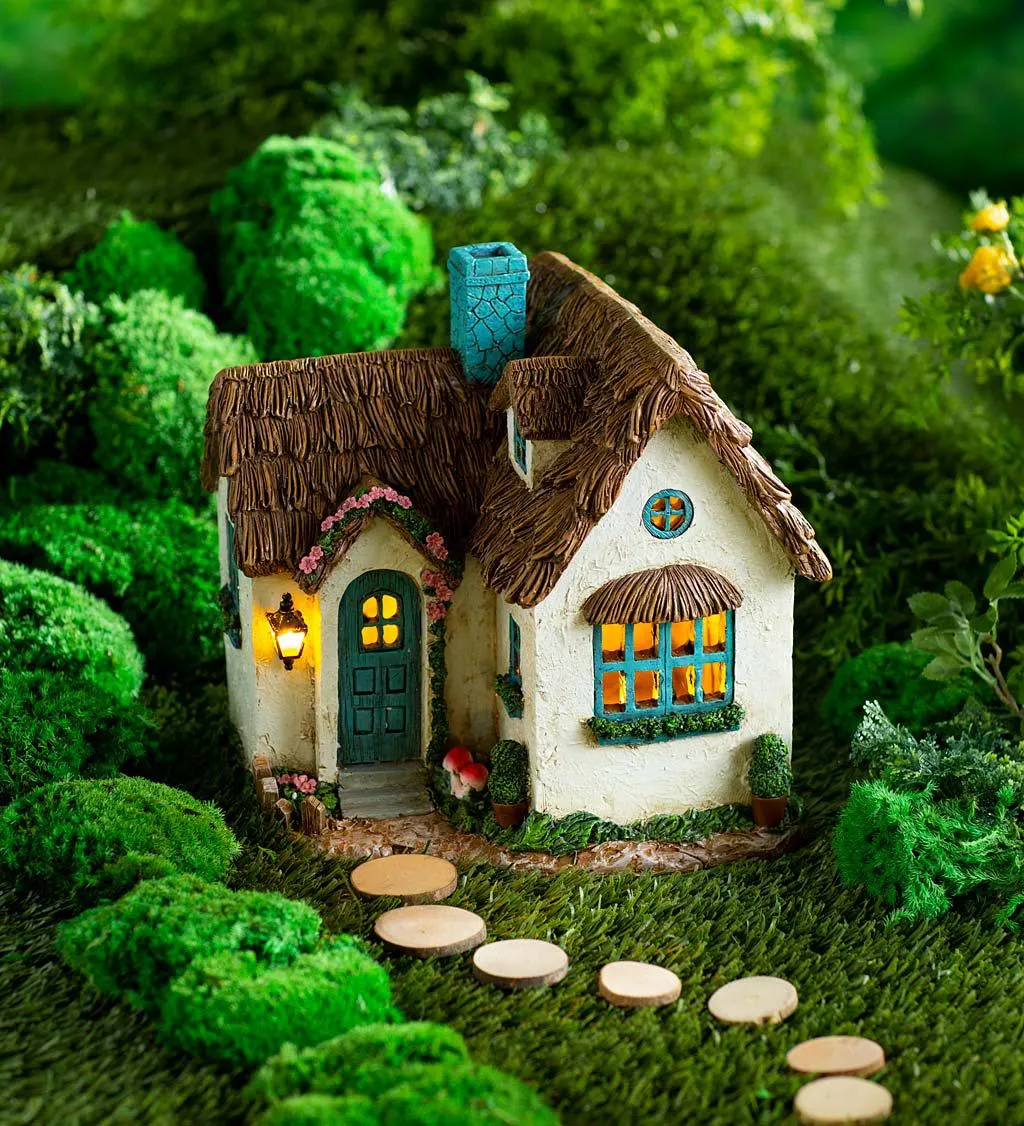 Miniature Fairy Garden Solar English Cottage House