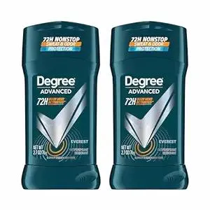 Degree Men Advanced Antiperspirant Deodorant Everest 2 Count 72-Hour Sweat and Odor Protection Antiperspirant For Men With Body Heat Activated Technology 2.7 oz