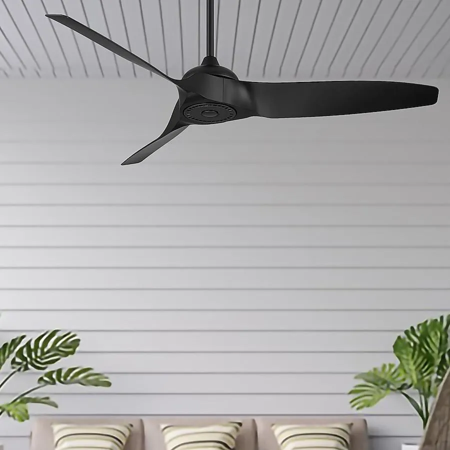 Harbor Breeze Milroy 60-in Matte Black with Matte Black Blades Indoor/Outdoor Downrod mount Standard Ceiling Fan and Remote ( 3 -Blade)