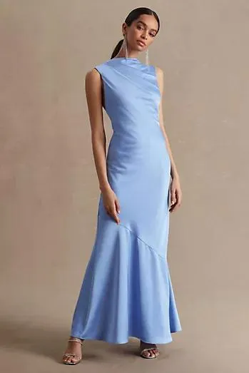 Significant Other Lana Cowl-Neck Tie-Back Satin Maxi Dress