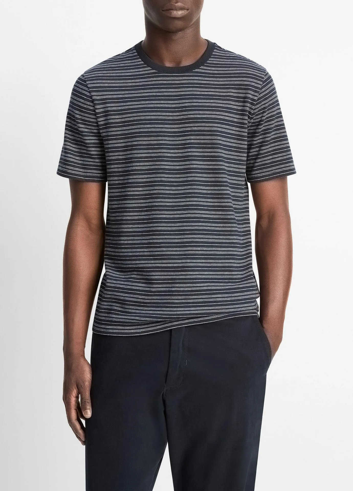Striped Loose-Knit Cotton T-Shirt