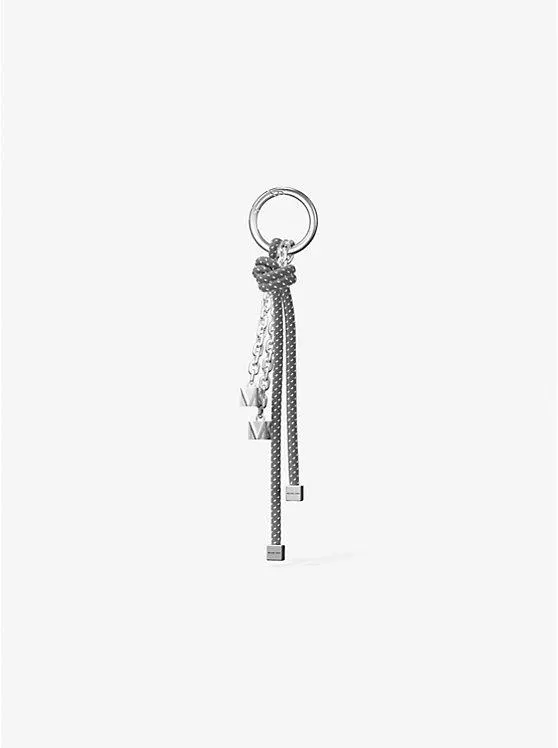 Silver-Tone and Speckled Cord Bag Charm