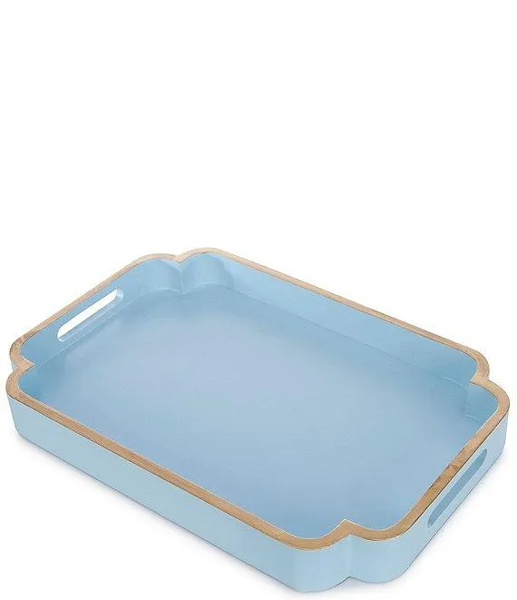 Quatrefoil Corner Rectangular Decorative Wood Tray