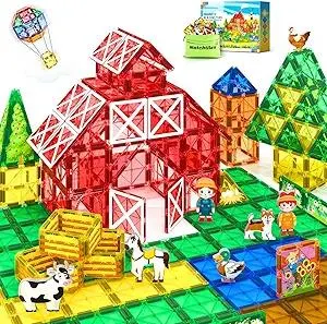 Magnetic Tiles Toys with Farm Animals for 3+ Year Old Toddler, Magnetic Blocks Building Toys for Kids Ages 3-5 5-7 Girls Boys, Classroom Must Haves