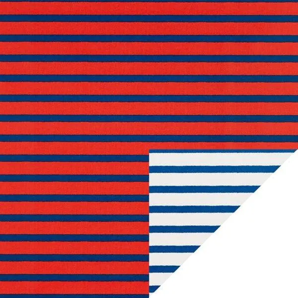 Caspari Red & Blue Stripe Reversible Wrapping Paper