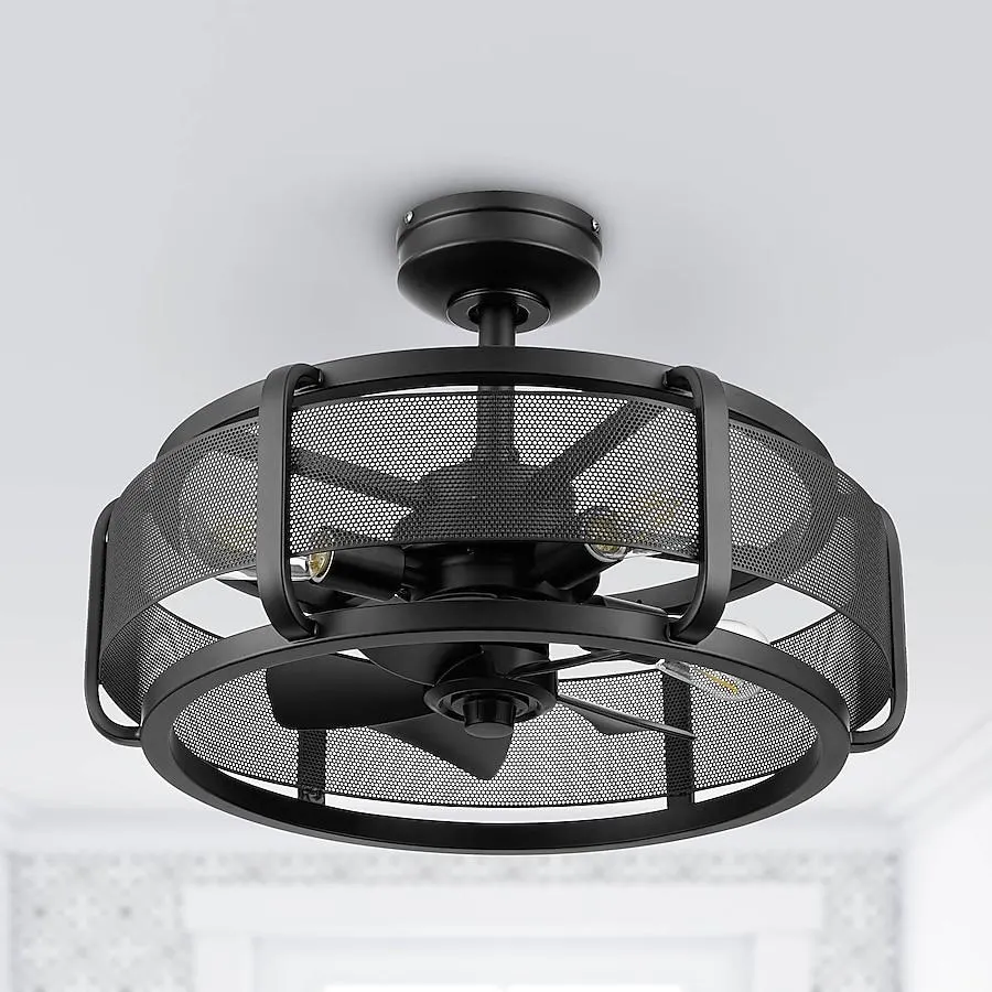 Harbor Breeze Samson 22-in Matte Black with Matte Black Blades Fandelier Ceiling Fan With Light - Remote Included ( 5 -Blade )