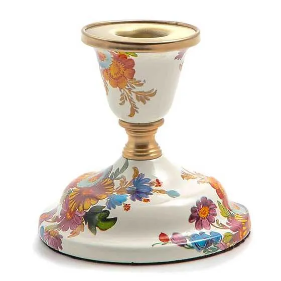 White Flower Market Short Candlestick