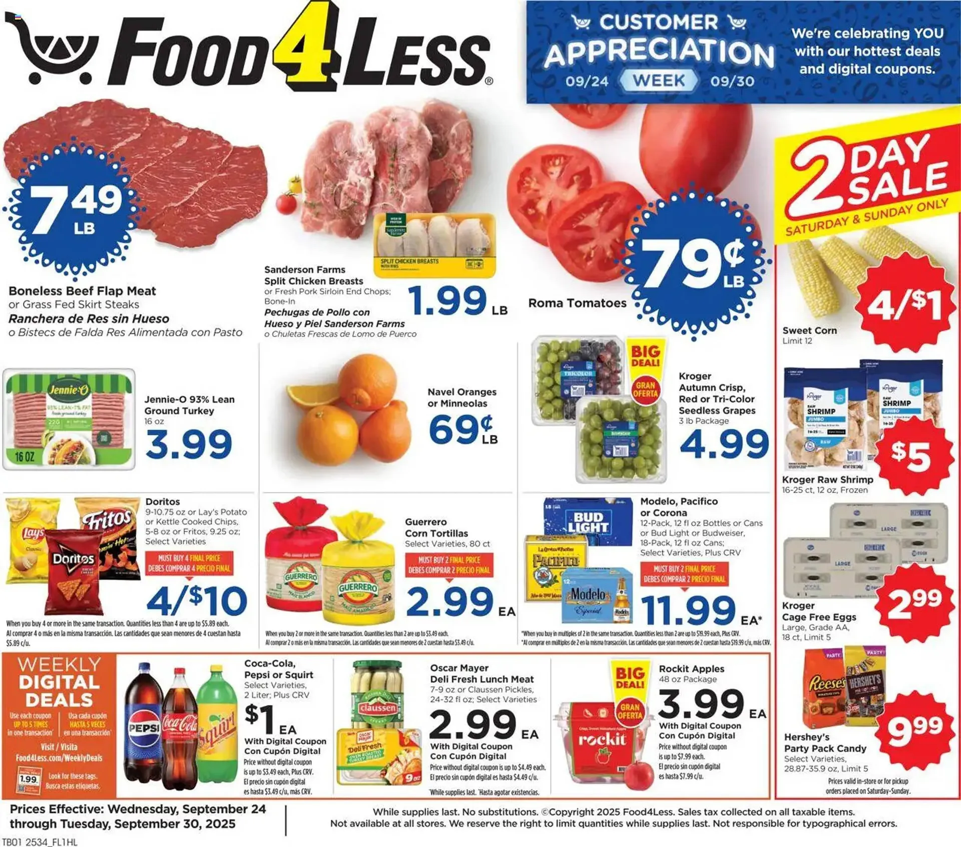 Weekly ad Food 4 Less weekly ad from September 24 to September 30 2025 - Page 1