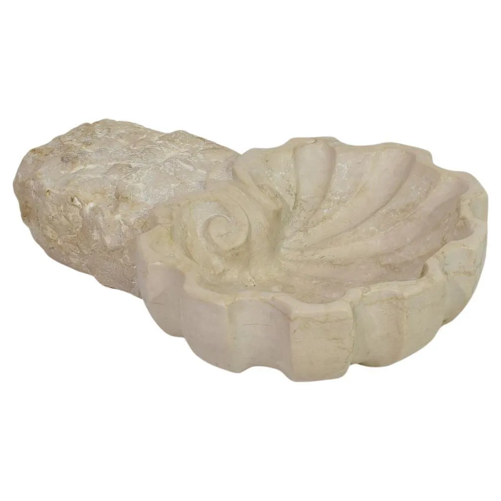 18th Century Italian Baroque Hand-carved Limestone Holy Water Font or Stoup