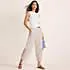 Women's Linen High Rise Pleated Barrel Leg Ankle Pants