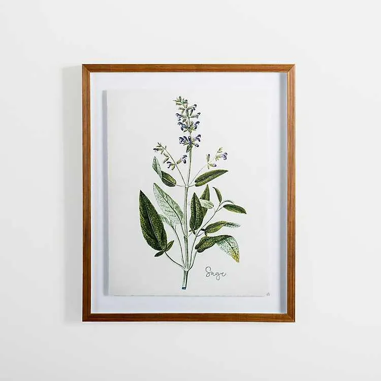 Golden Leaves Herbs Sage Framed Art Print