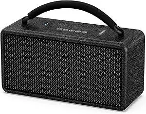 DINDIN Portable Bluetooth Speaker: 80W (Peak), 20H Playtime, Wireless Big Wood Boombox with Deep Bass, Subwoofer, TWS, Large, Loud Speaker for Party, Outdoor, Backyard, Beach, Home,Gift (Black)