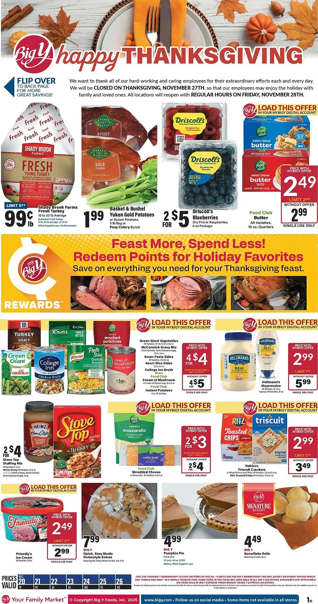Weekly ad Big Y flyer from November 20 to November 26 2025 - Page 1