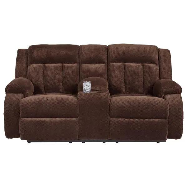 Observation Chocolate Power Reclining Console Loveseat