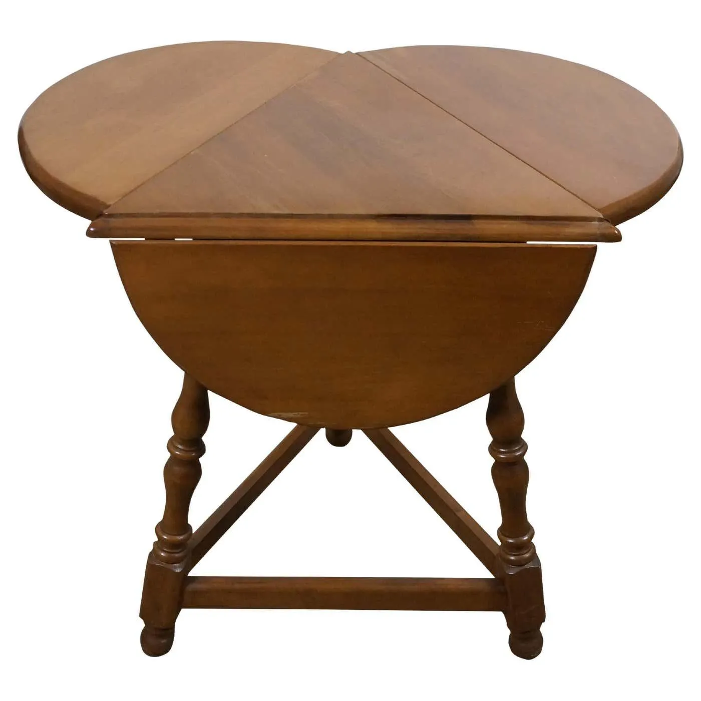 Vintage Sugar Maple Triangular Drop Leaf Pembroke Tripod Trefoil Clover Table