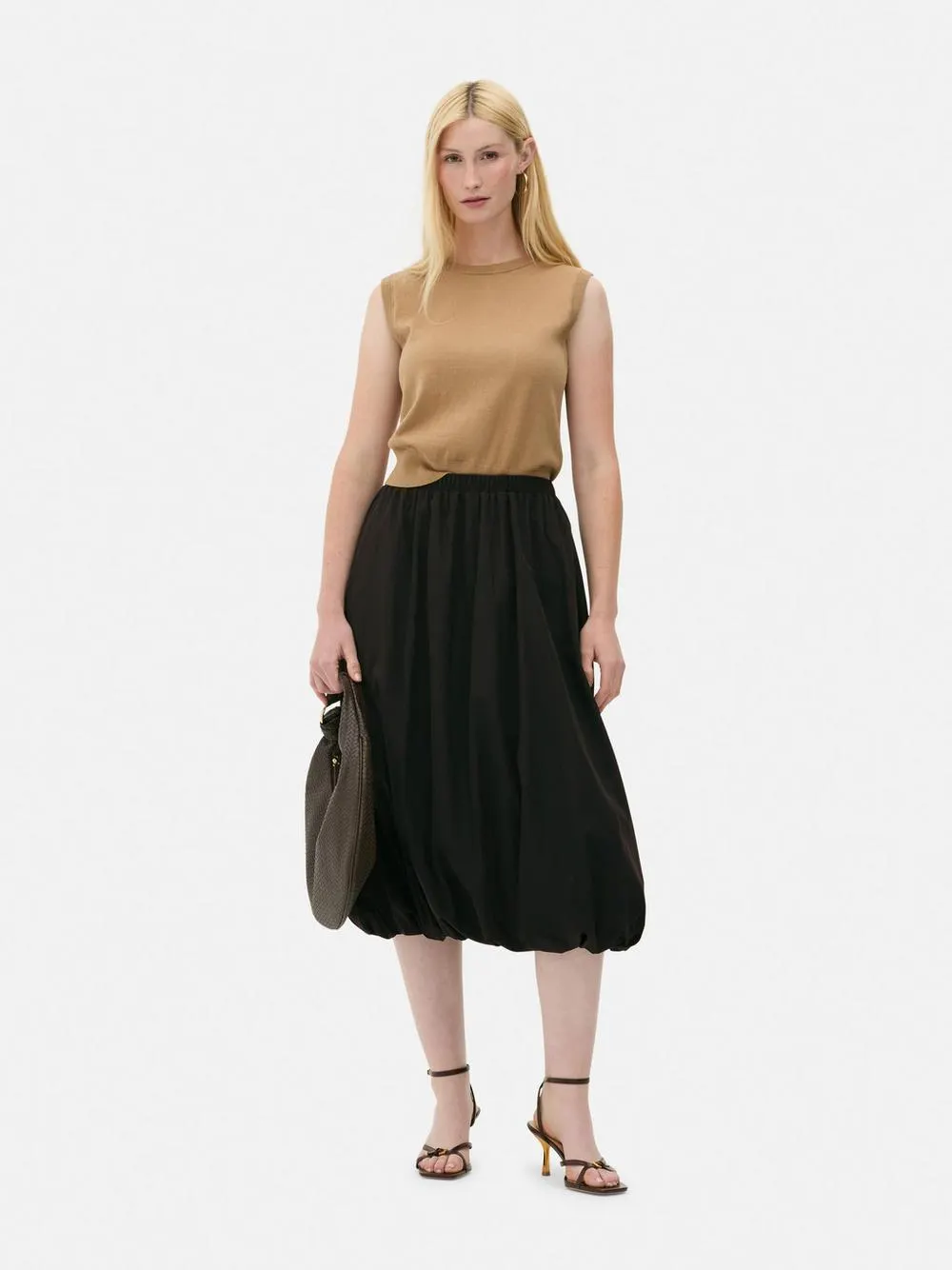 Bubble Hem Midi Skirt