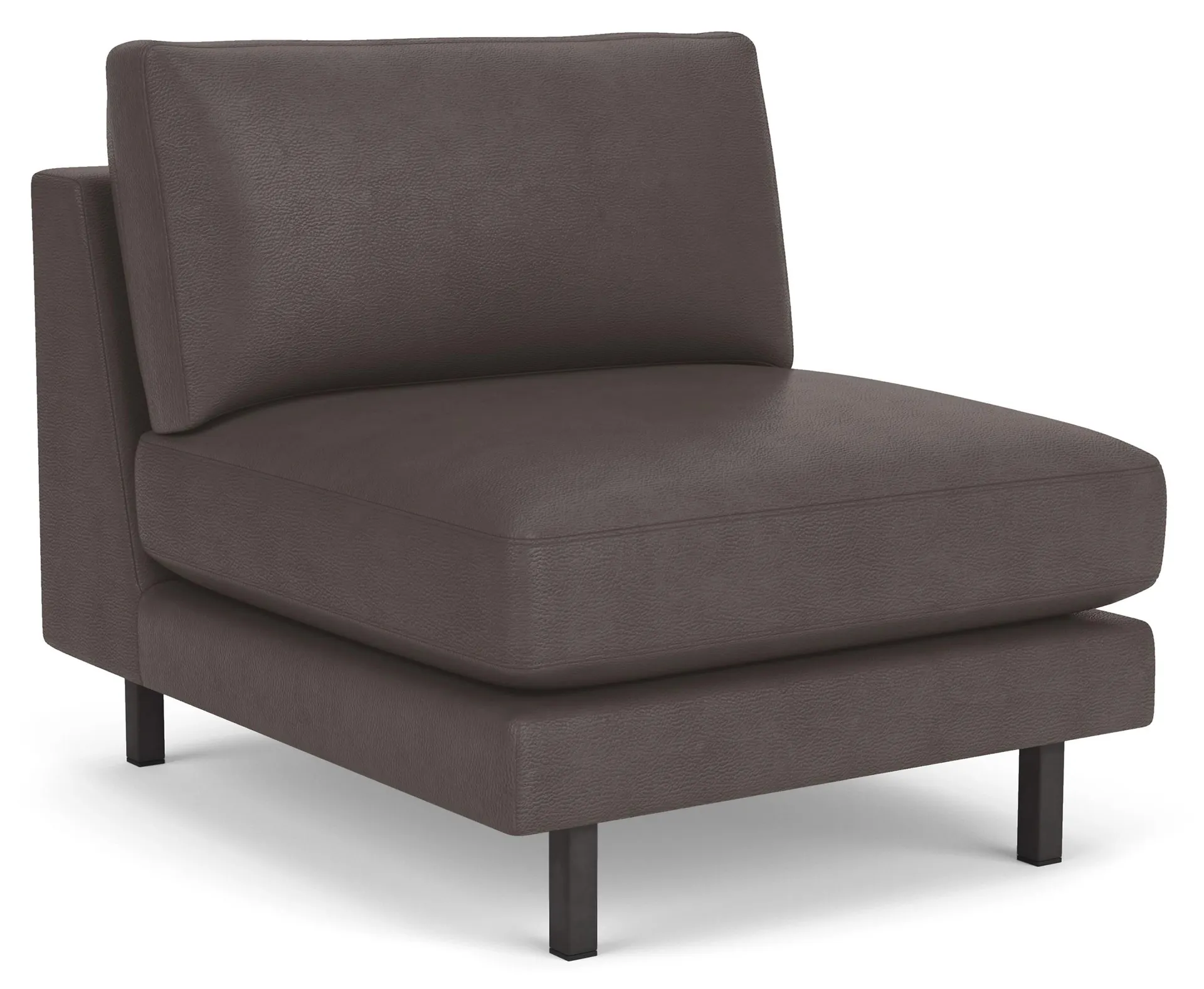 Cade Armless Chair in Urbino Smoke Leather with Natural Steel Legs