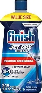 Finish Jet-Dry Dishwasher Rinse Aid, Compatible with Dishwasher Detergent, Prevents Spots & Residues, Dries, Shine & Protects, 32 oz, 315 washes