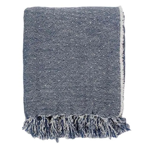Blue Reversible Woven Throw Blanket, 50x60