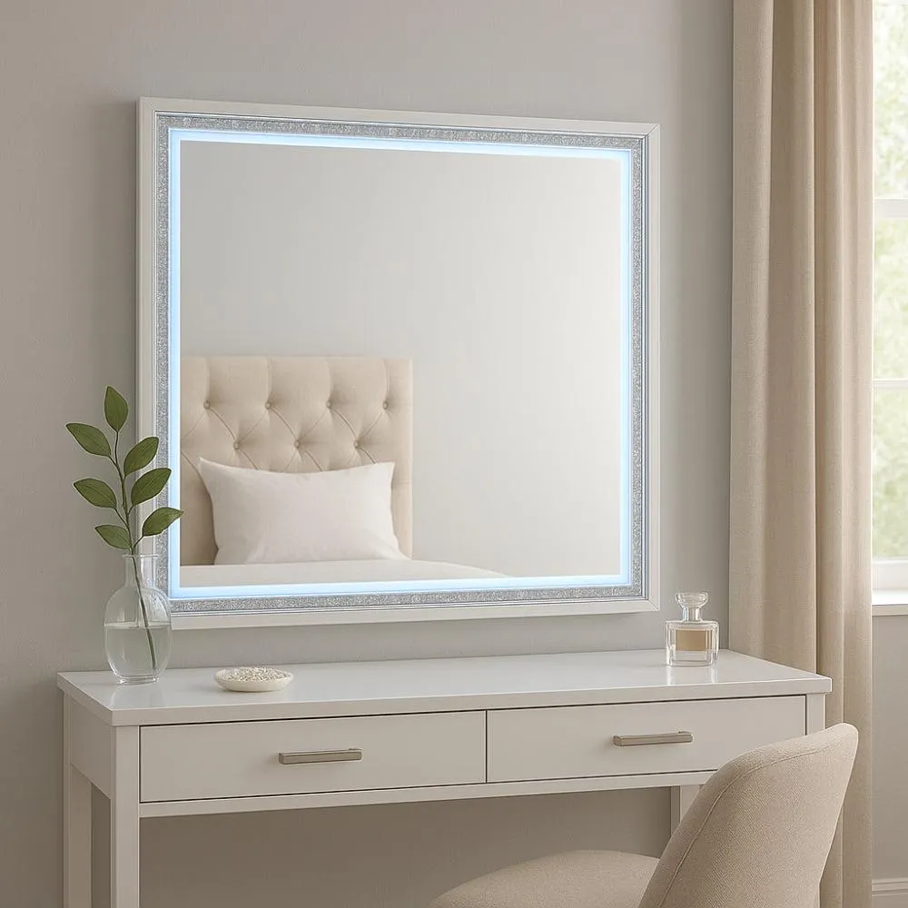 Glam Seoul Mirror with LED Lights by Lifestyle - White