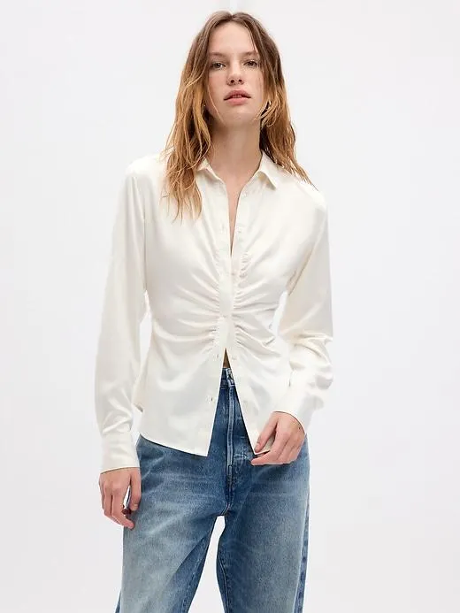 Satin Ruched Shirt