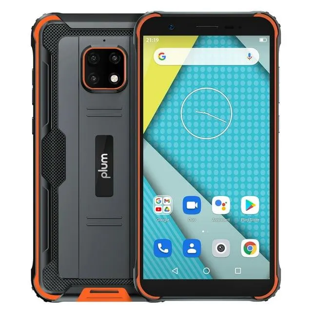 Unlocked Rugged Smart Phone | Plum Gator 7 4G LTE | Shock Water Proof | 5580 mAh Battery - Orange