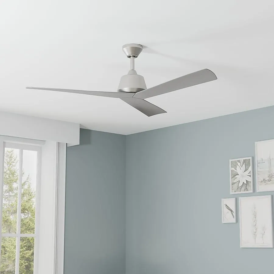 Harbor Breeze Stokes II Easy2Hang 52-in Outdoor Downrod or Flush Mount Brushed Nickel with Brushed Nickel Blades Propeller Ceiling Fan Without Light 3 -Blade )
