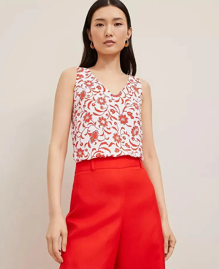 Mixed Media V-Neck Tank Top