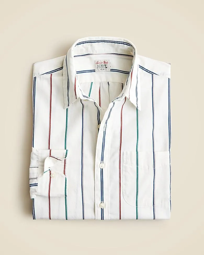 Slim Secret Wash cotton poplin shirt with point collar