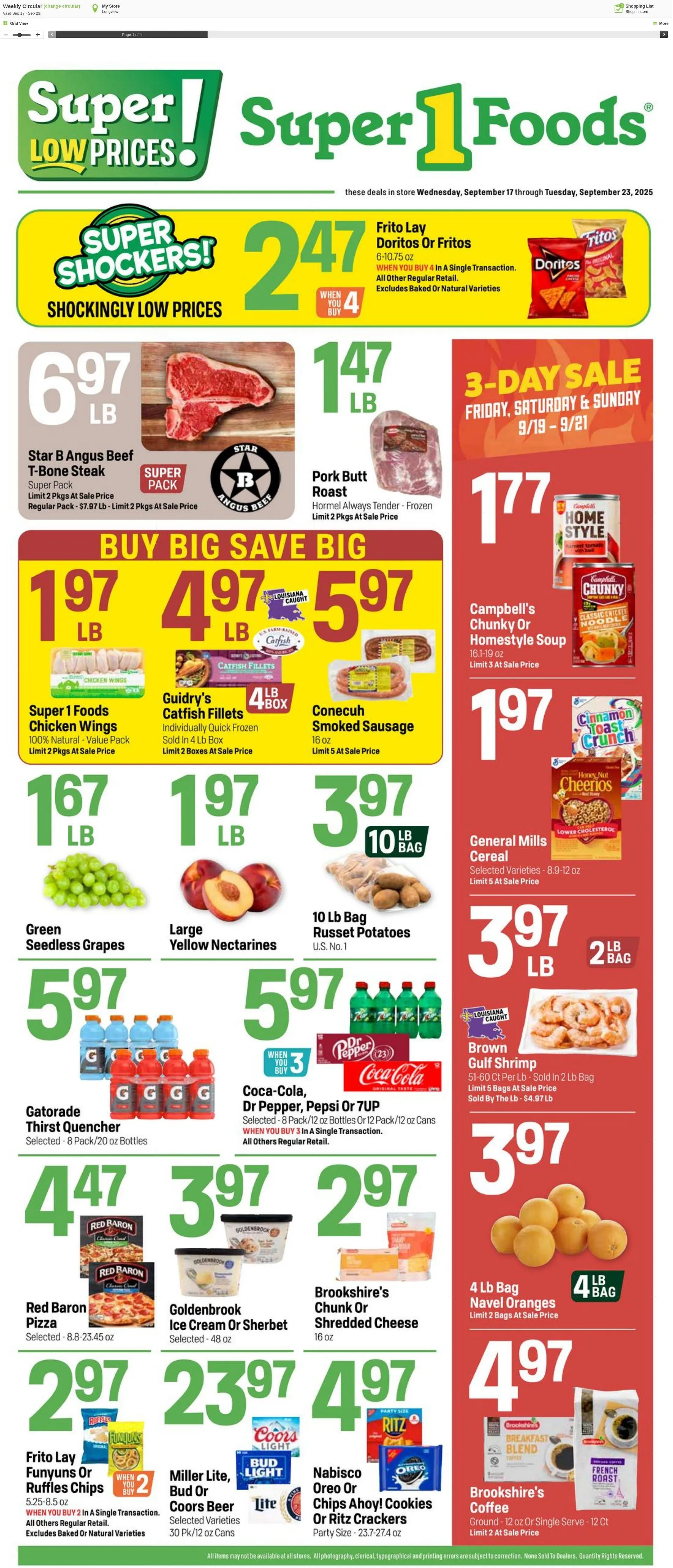 Weekly ad Super1Foods from September 17 to September 23 2025 - Page 1