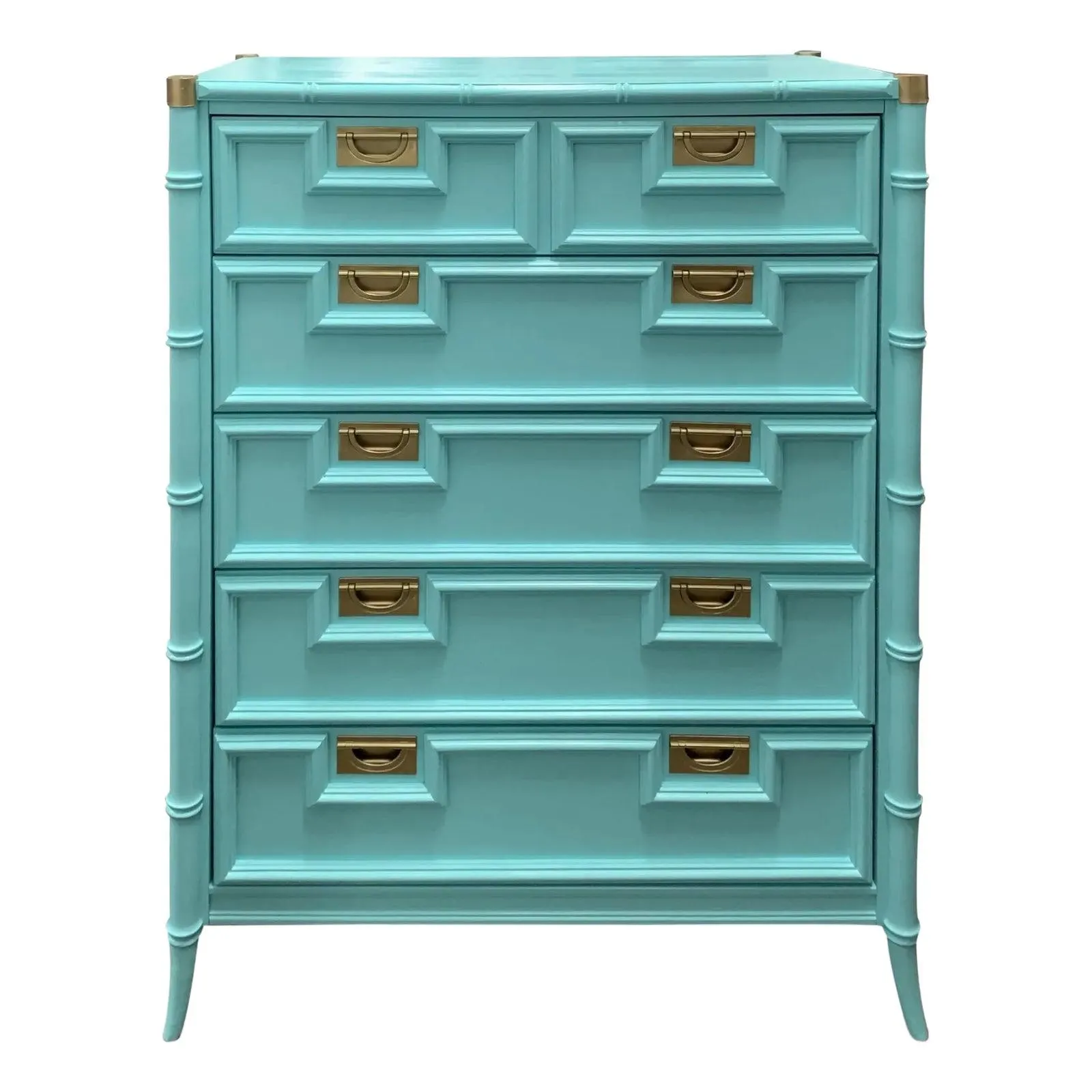 Vintage Chinoiserie Faux Bamboo Highboy Dresser by Century Furniture