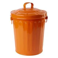 Orange Enamel Mini Metal Trash Pail