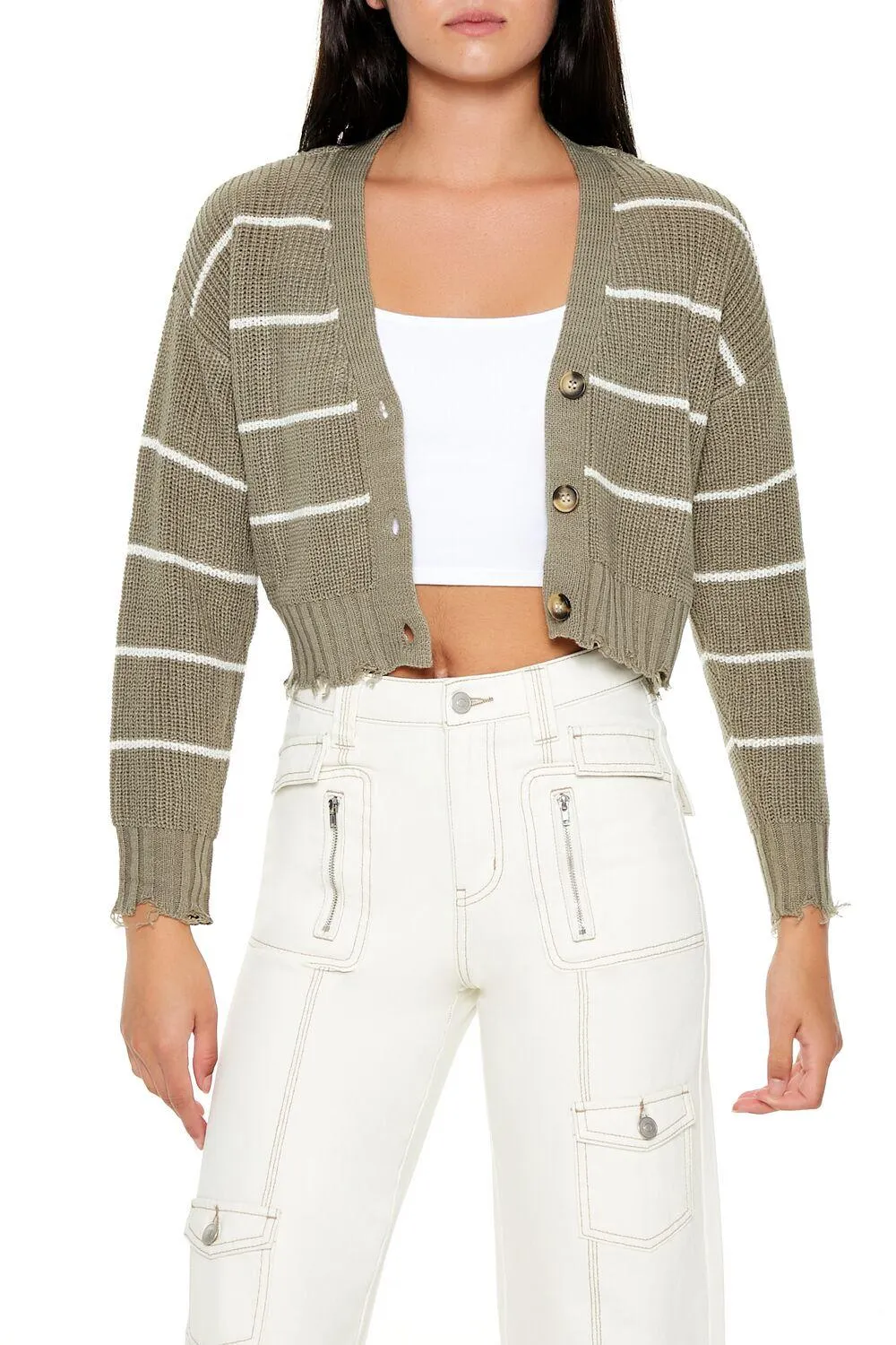 Pinstriped Cardigan Sweater