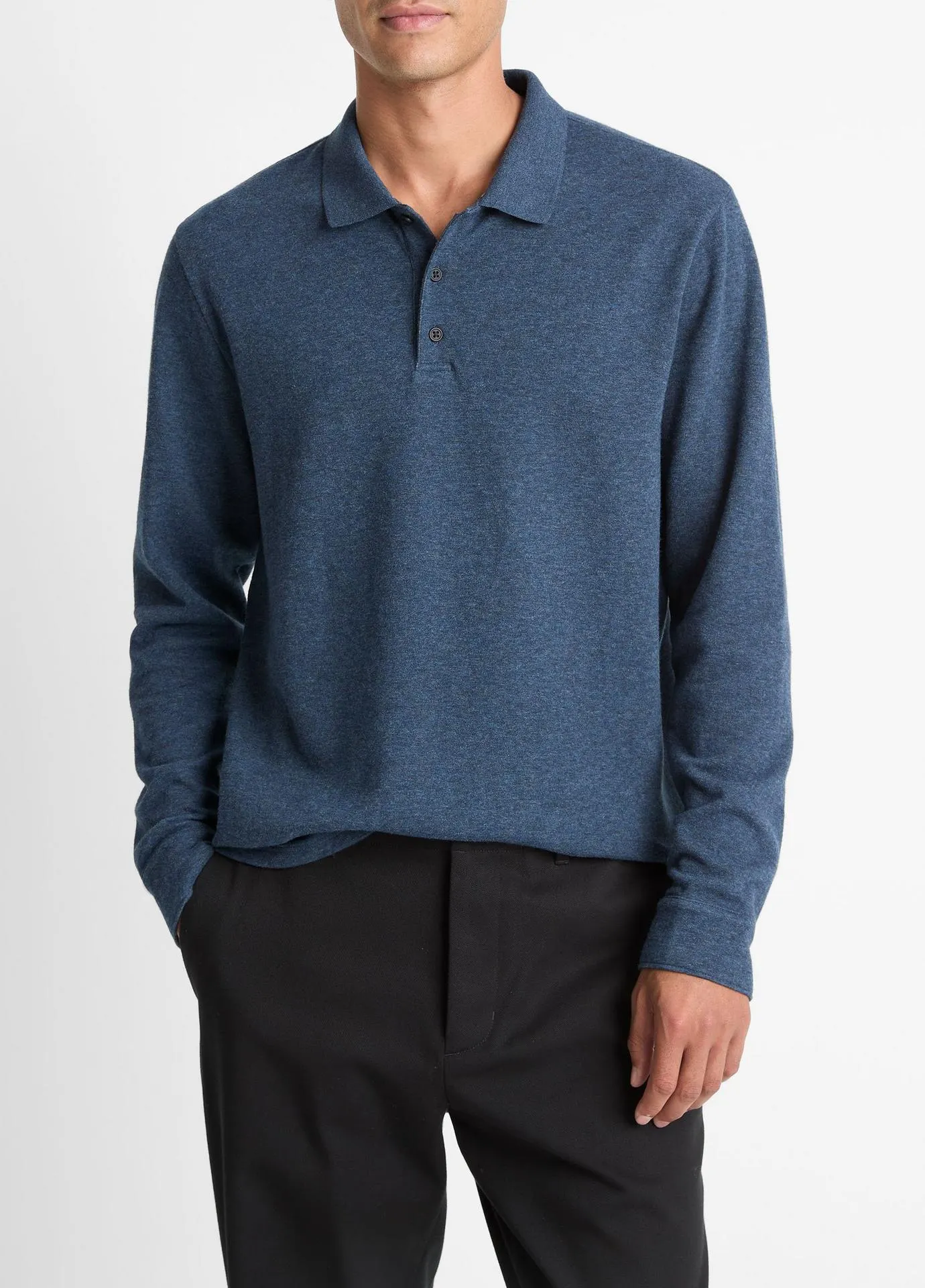 Heathered Double-Face Cotton-Blend Polo Shirt